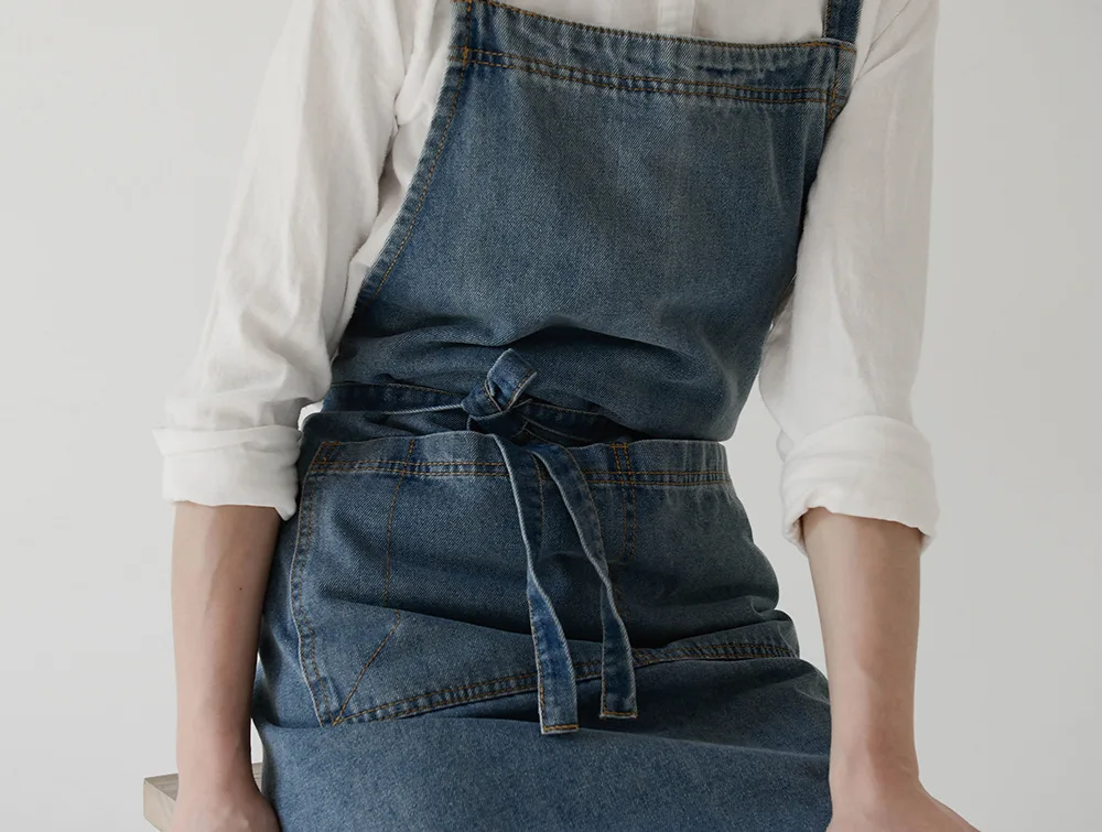 Denim Apron Cotton Korean Canvas Antifouling Home Cleaning Kitchen Cooking Work Clothes Barber Apron Leisure Gardening Baking