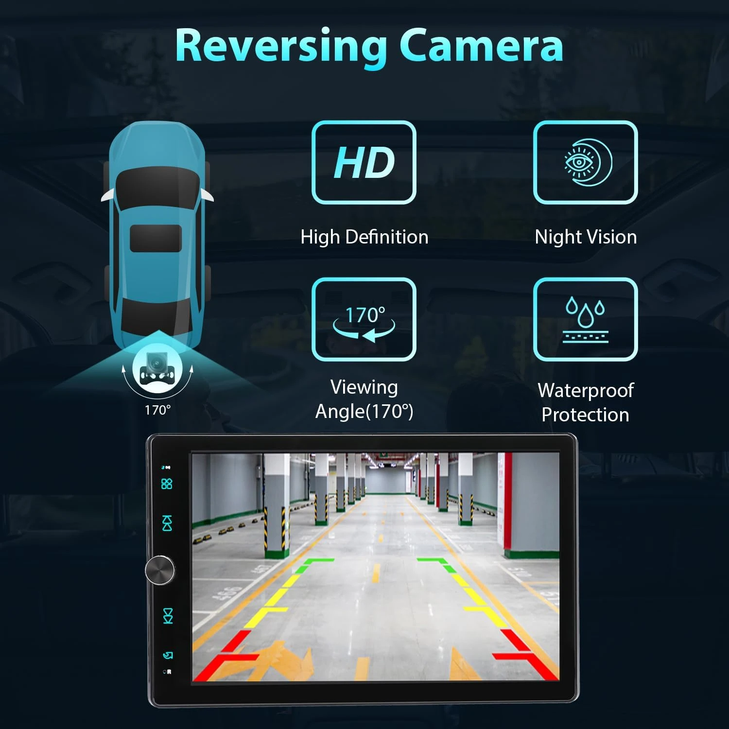 Universal Single Din Car Stereo Rotatable Screen with Carplay Android Auto 10.4inch Bluetooth FM/AM/RDS USB/AUX/SD Backup Camera