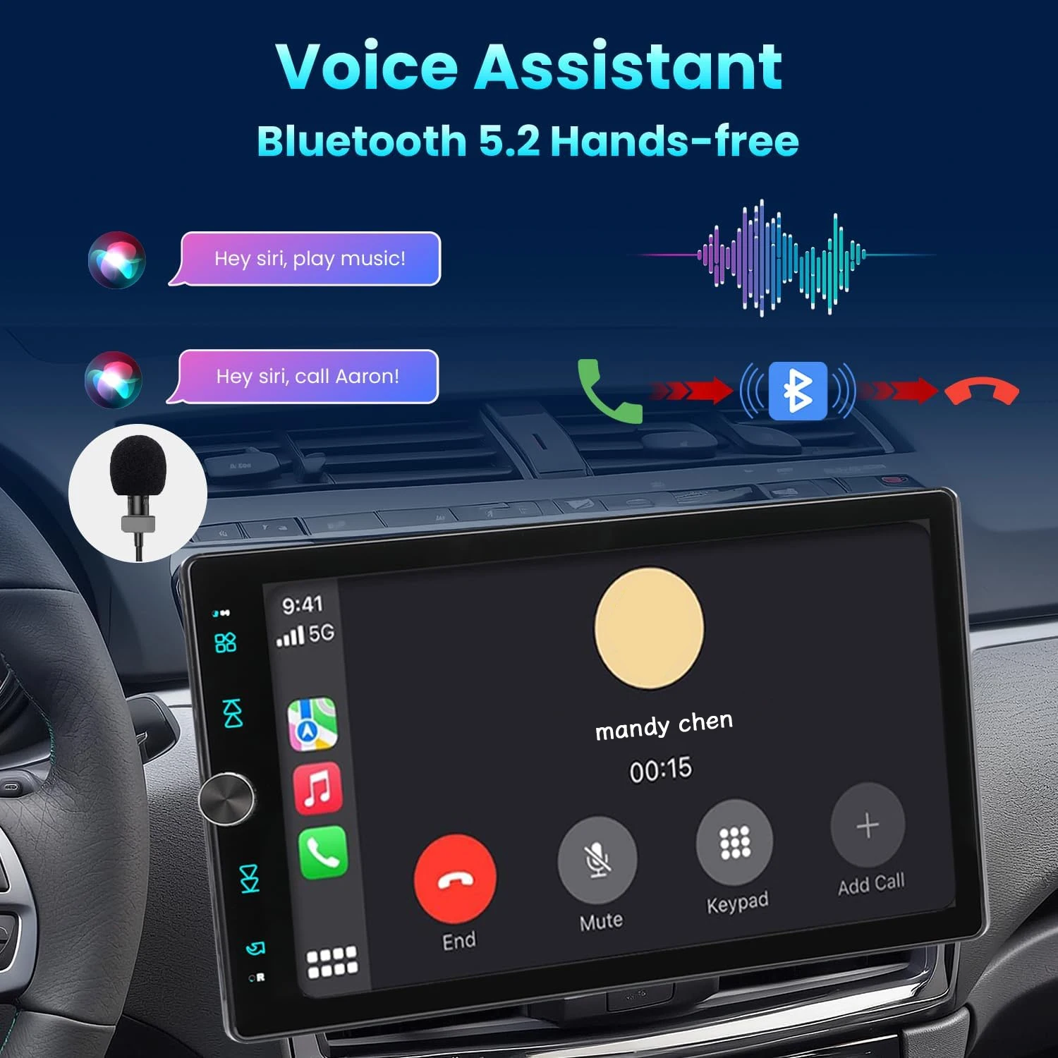 Universal Single Din Car Stereo Rotatable Screen with Carplay Android Auto 10.4inch Bluetooth FM/AM/RDS USB/AUX/SD Backup Camera