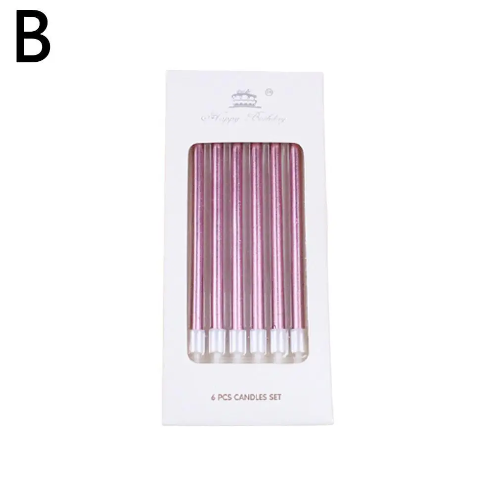 6pcs Metal Gold Silver Birthday Candles DIY Colorful Cake Decoration Baby Shower Gender Reveal Cupcake Decorating Candle Toppers