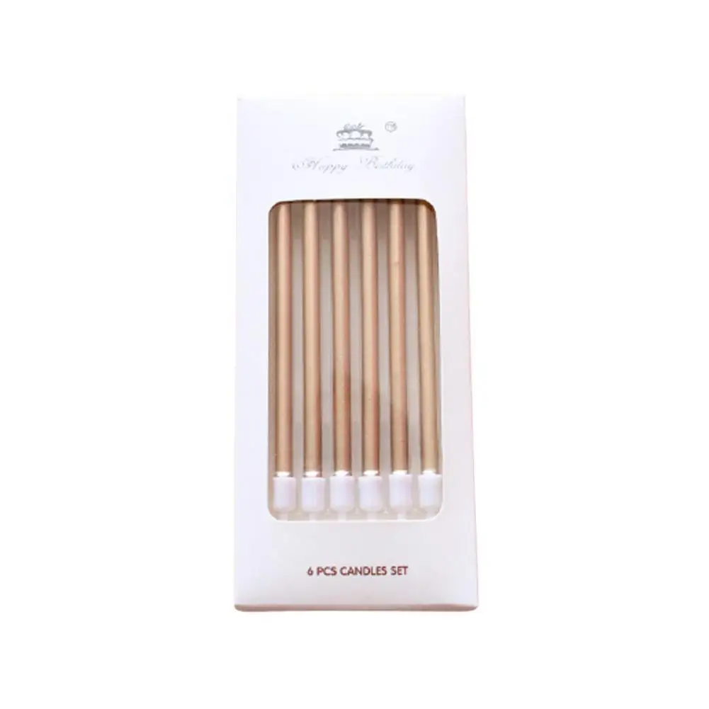 6pcs Metal Gold Silver Birthday Candles DIY Colorful Cake Decoration Baby Shower Gender Reveal Cupcake Decorating Candle Toppers