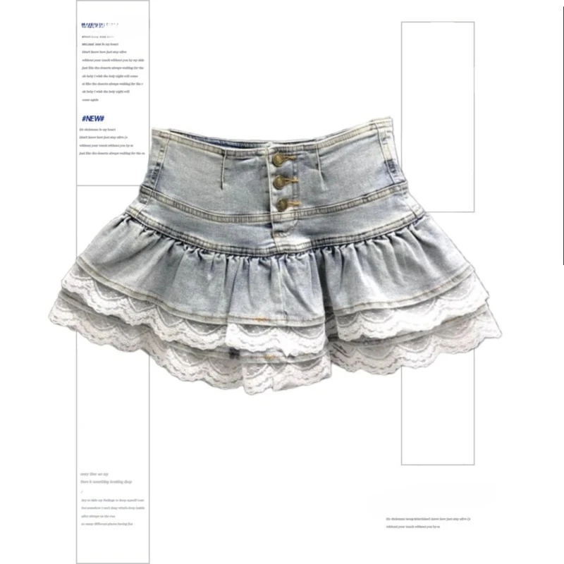 Women's Blue Black Riveted Belt Denim Skirt Y2K Harajuku High Street Fashion 90s Sexy A-line Mini Skirt Summer Clothing 2026 New