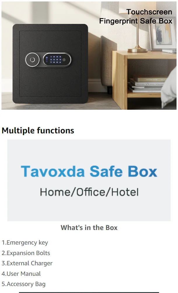 50L Digital Safe Box with LCD Screen Sensor Light, Biometric Fingerprint Home Safe with Voice Prompt, Dual Warning, Money Safe