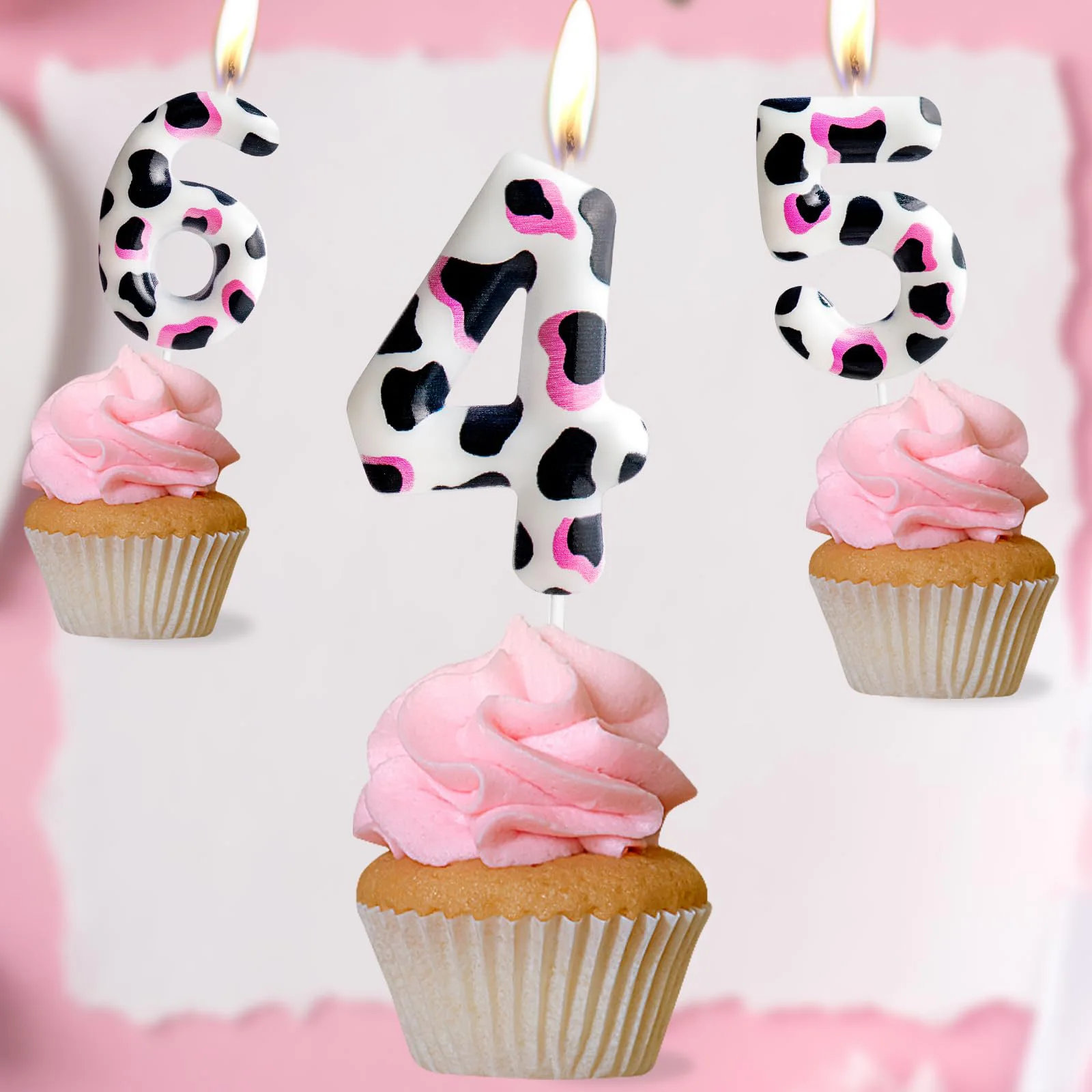 7pcs Birthday Number Candle,Pink Cow Candles Cow Im One Decorations,Cowgirl Theme Girls Party Décor