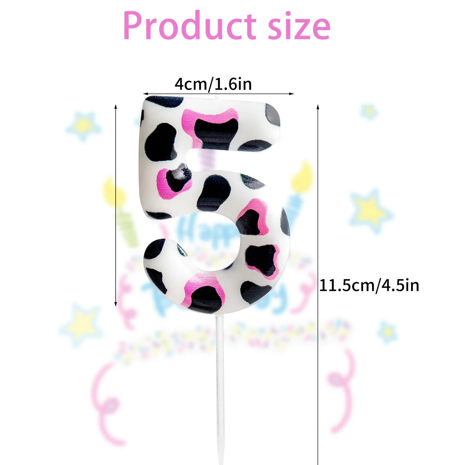 7pcs Birthday Number Candle,Pink Cow Candles Cow Im One Decorations,Cowgirl Theme Girls Party Décor