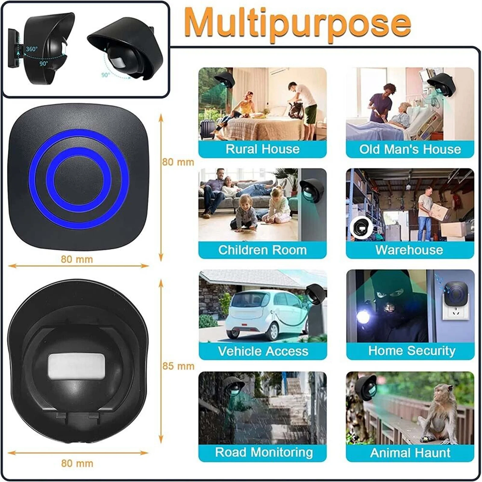 Wireless Entry Door Bell Welcome Motion Sensor with 38 Chimes 200M For Shop Entry Company Security Protection Alarm Doorbell