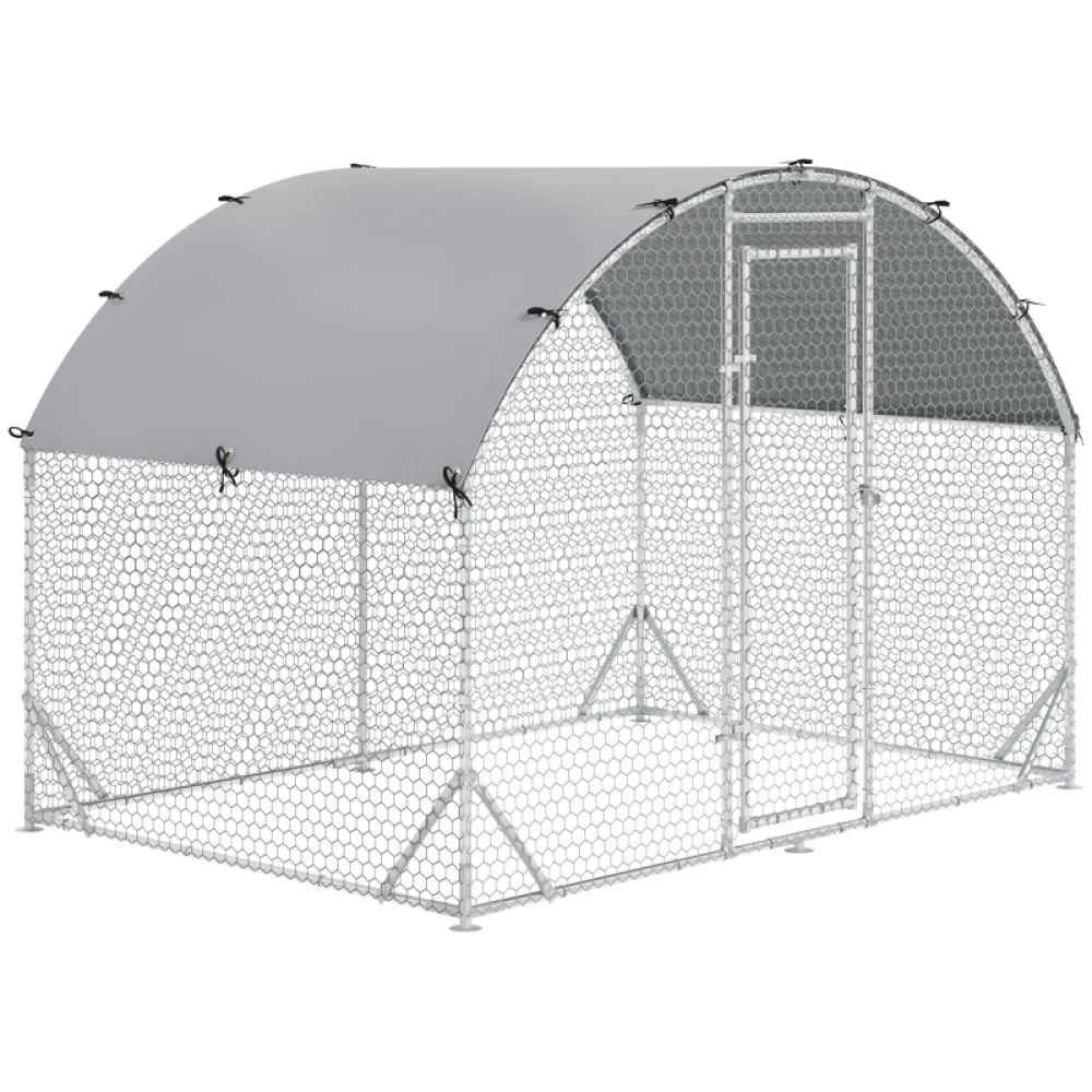 Walk In Chicken Run Galvanised Chicken Coop Hen Poultry House Cage Pet Playpen Garden with Water-Resist Cover, 2.8 X 1.9 X 2m