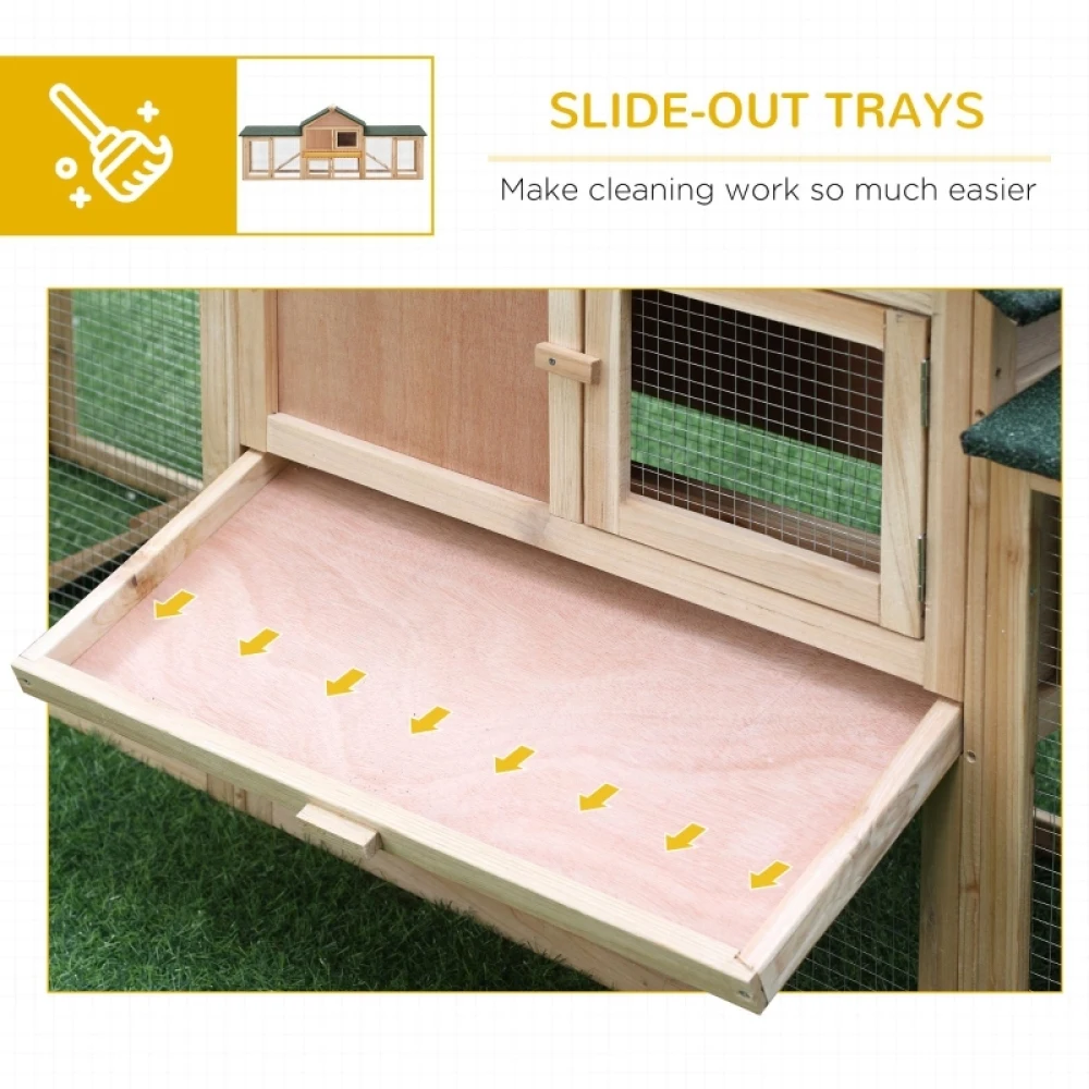 PINGGO Large Rabbit Hutch Outdoor Wooden Guinea Pig Hutch with Run, 2 Storey Bunny House 210 X 45.5 X 84.5 cm