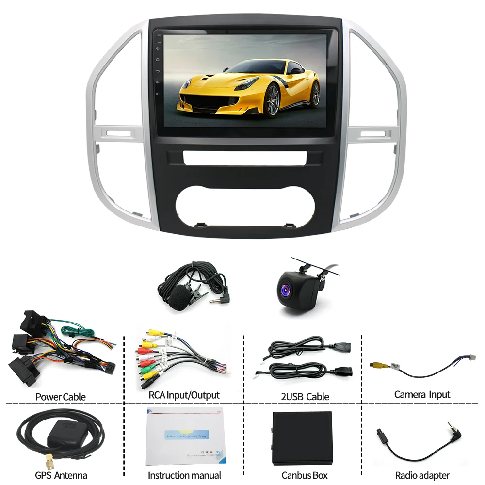 10in2+32G Car Stereo Radio for Mercedes-Benz Vito 3 W447 2014-2020 Android15 with CarPlay Android Auto GPS FM/RDS Bluetooth Wifi