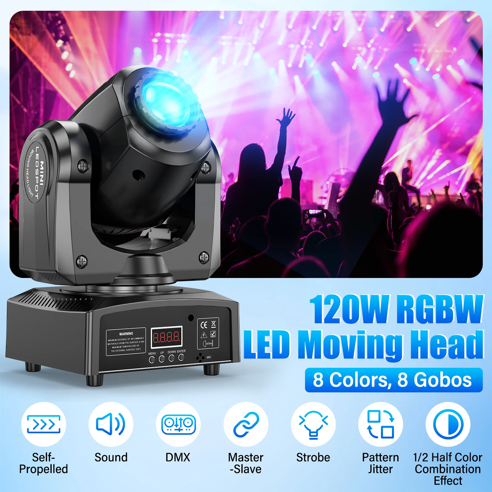 GWONG 4Pcs 120W Moving Head Light 3Prism Beam Gobo Stage Lights DMX512 Voice Control Spotlights For Disco KTV Nightclub Wedding