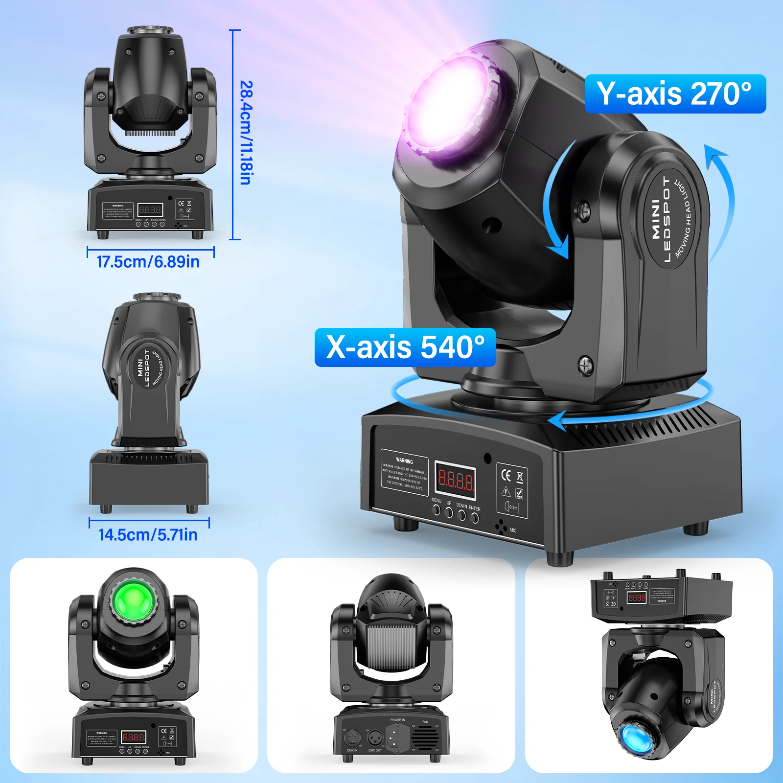 GWONG 4Pcs 120W Moving Head Light 3Prism Beam Gobo Stage Lights DMX512 Voice Control Spotlights For Disco KTV Nightclub Wedding