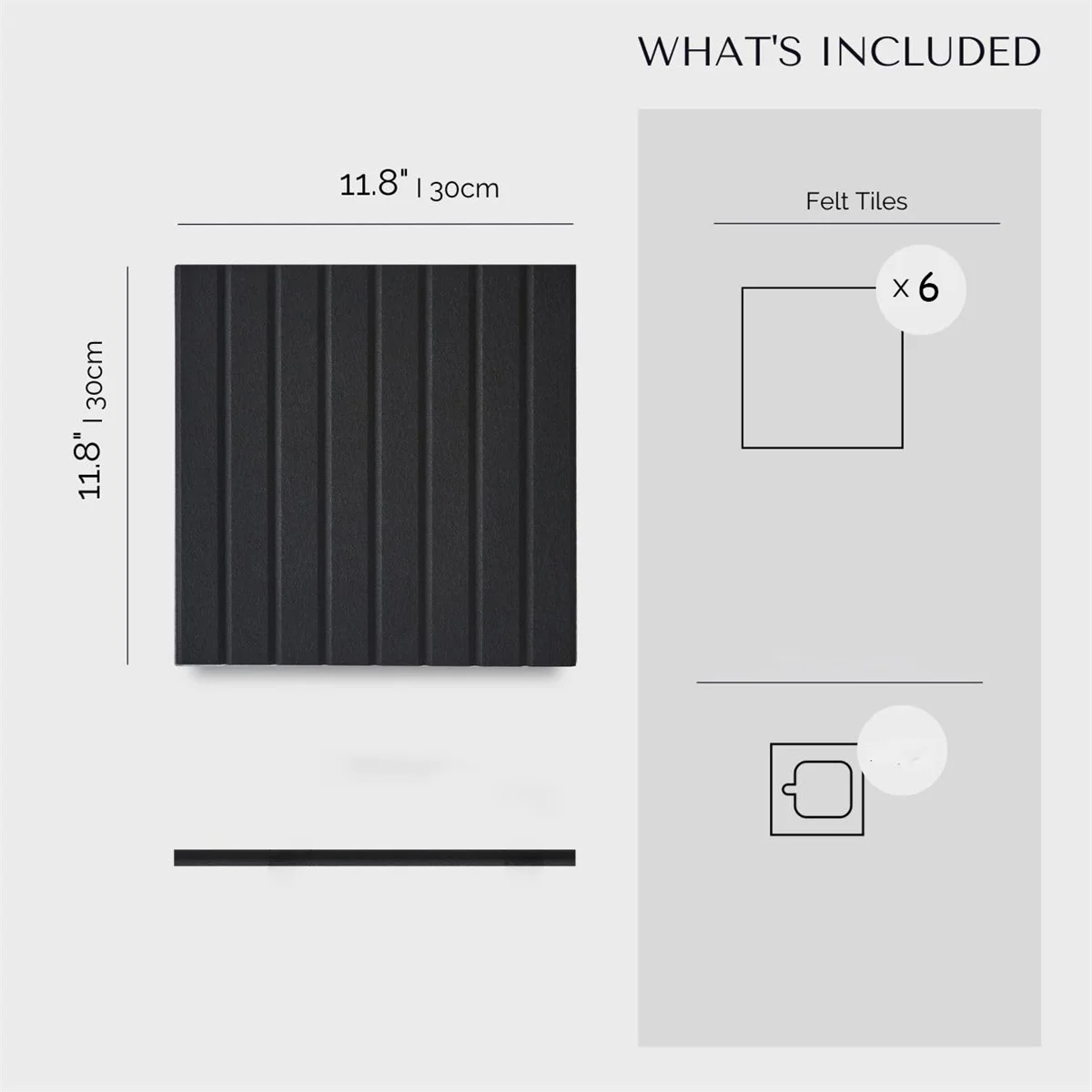 6Pcs Large Black Felt Cork Board Tiles, Slat Wall Panel Bulletin Board for Office Wall Decor