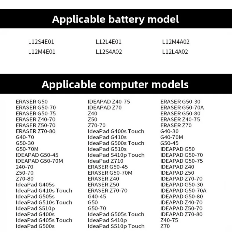 L12S4E01 2800mAh Laptop Battery for Lenovo Z40 Z50 G40-45 G50-30 G50-70 G50-75 G50-80 G400S G500S L12M4E01 L12M4A02 14.4V 41Wh