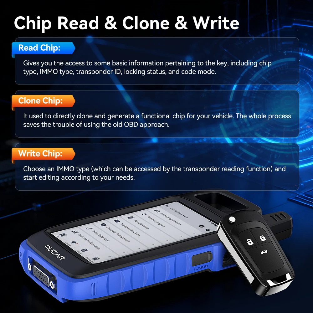 MUCAR KEY581 Key Creation IMMO Learning Chip Key Fob Programmer Immobilizer Tool Universal Key Generator Kit Read Write Cloning