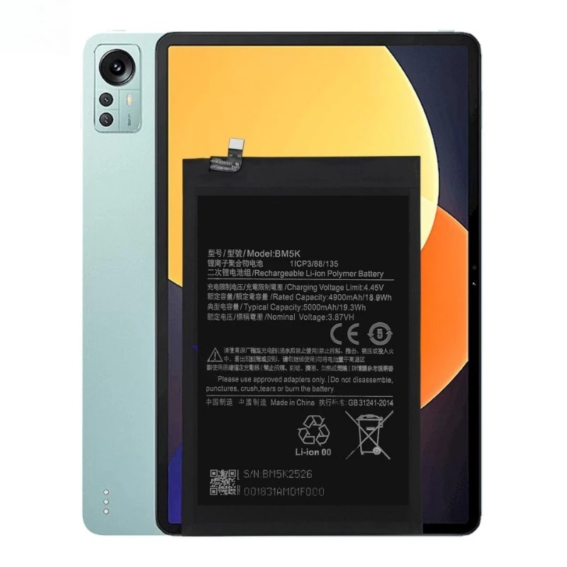 High Quality for Xiaomi Pad 5 Pro 12.4 Brand New BM5K Replacement Tablet Battery 3.87V 5000mAh