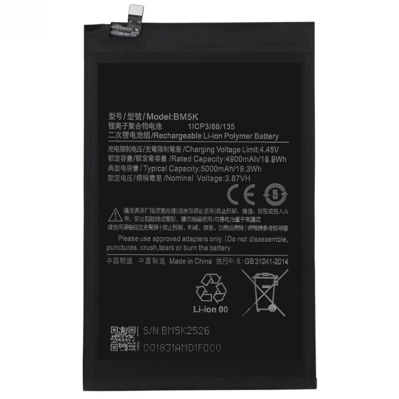 High Quality for Xiaomi Pad 5 Pro 12.4 Brand New BM5K Replacement Tablet Battery 3.87V 5000mAh