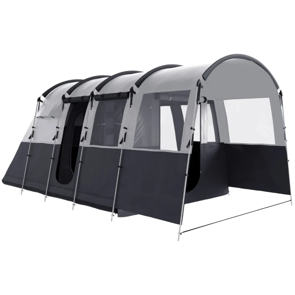 PINGGO 8-Person Camping Tent, Waterproof Family Tent, Tunnel Design, 4 Large Windows, Sleeping Cabins 3000mm Water Column Grey