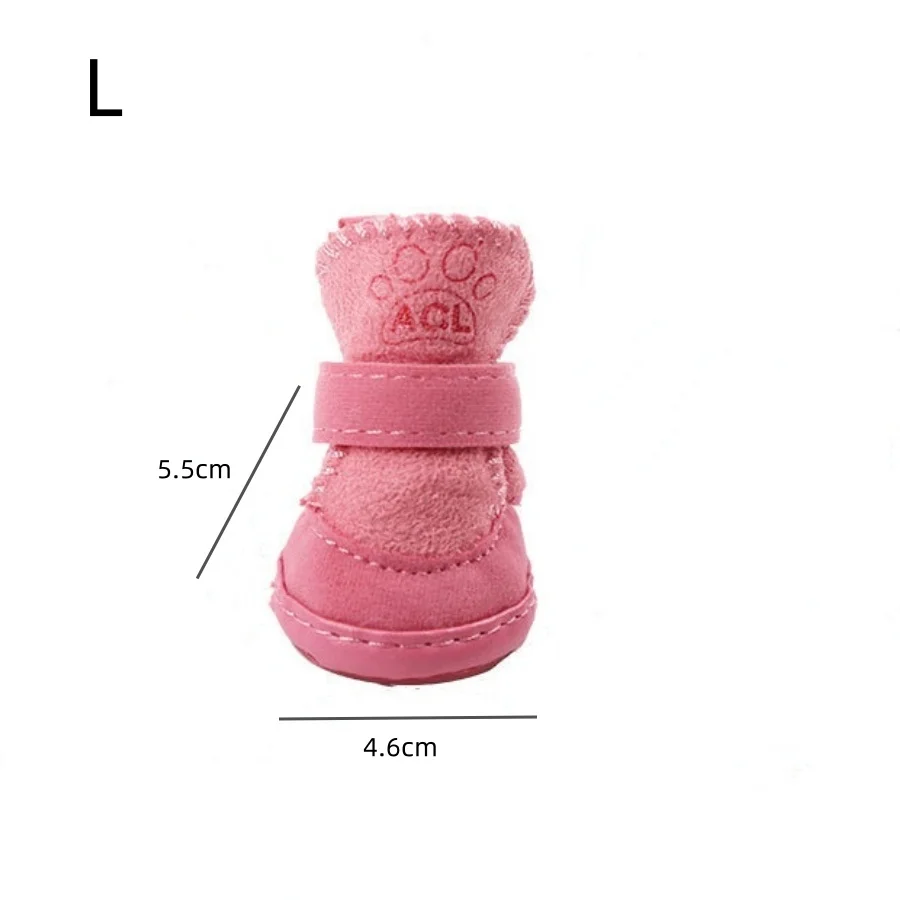 1 set of 4 pet snow boots dog shoes Teddy plush cotton shoes foot cover Winter small dog can not lose warm shoes Autumn and wint