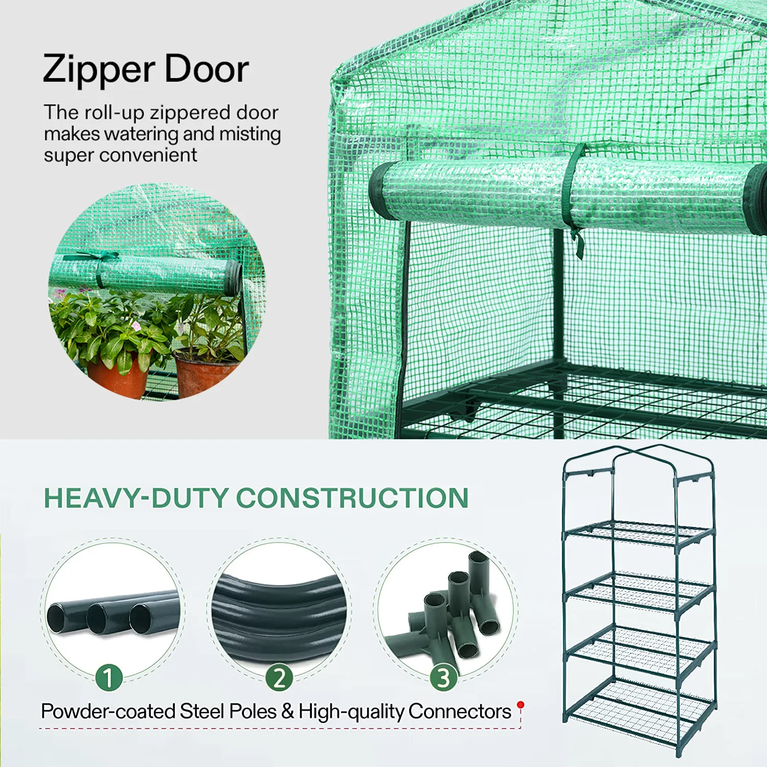 4 Tier Mini Greenhouse Outdoor Garden Plants Grow Green House PVC or PE Cover In 2 Sizes