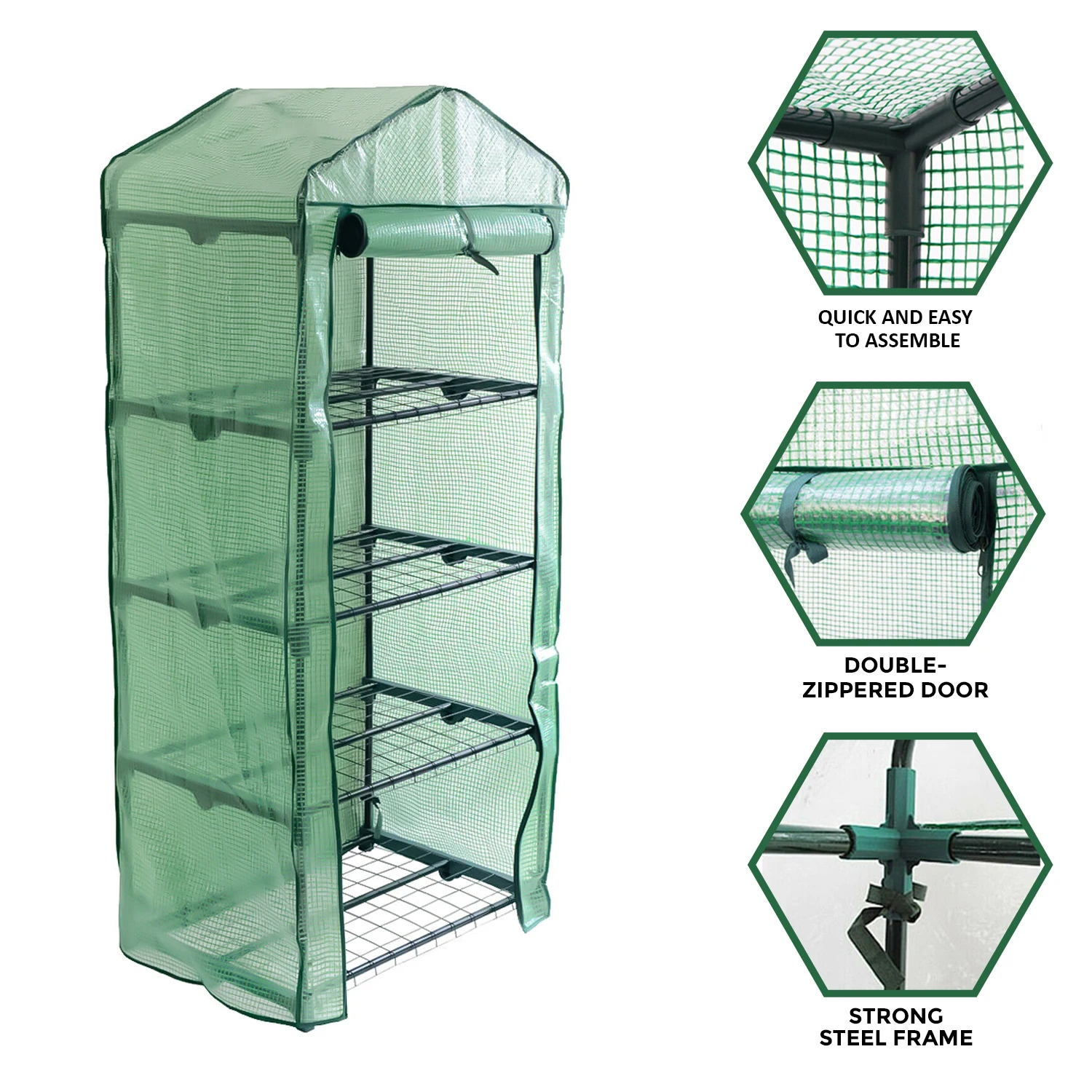 4 Tier Mini Greenhouse Outdoor Garden Plants Grow Green House PVC or PE Cover In 2 Sizes