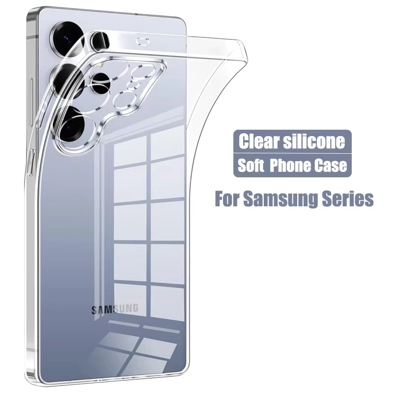 Silicone Clear Case For Samsung A17 A07 A56 5G A36 A26 A16 A55 A54 A53 A35 A34 A33 A06 A05 S26 Edge S25 Ultra S24 S23 Plus Cover