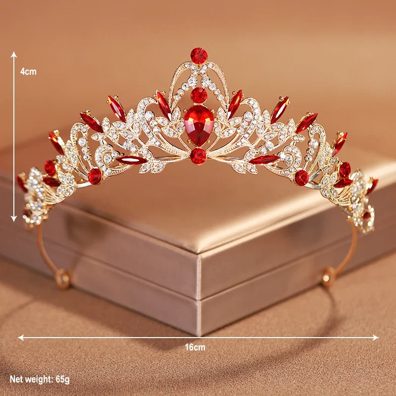 Bridal Headwear Gold-Colour Women's Full Of Classical Temperament Wedding Crown Girl Birthday Dazzling Tiaras