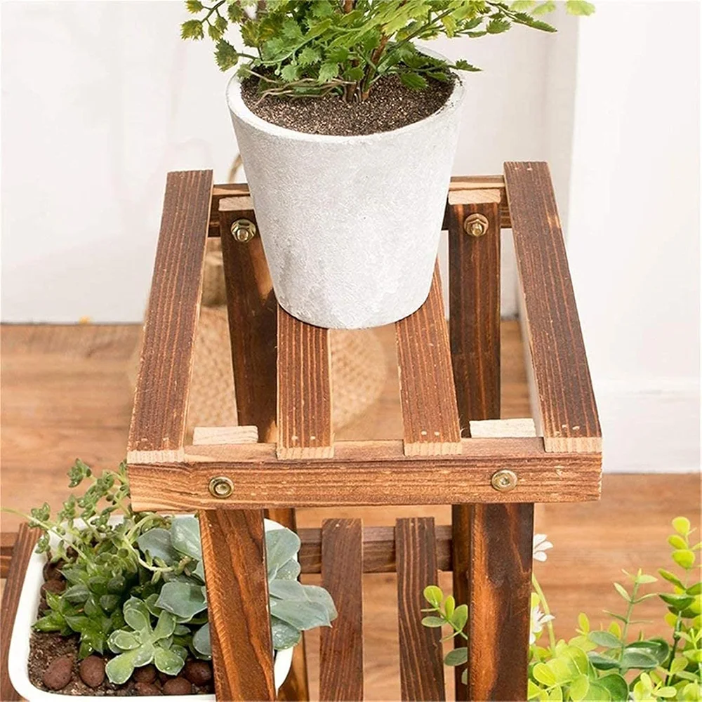 5-tier Wood Plant Flower Stand Shelf Planter Pots Shelves Rack Holder Display for Multiple Plants Indoor Outdoor Garden Patio