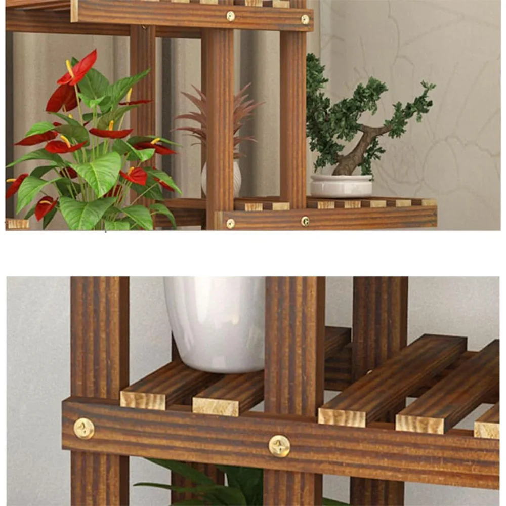 5-tier Wood Plant Flower Stand Shelf Planter Pots Shelves Rack Holder Display for Multiple Plants Indoor Outdoor Garden Patio