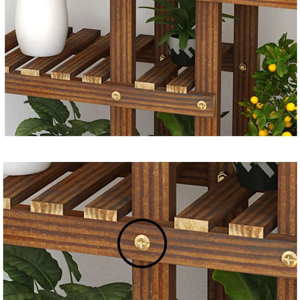 5-tier Wood Plant Flower Stand Shelf Planter Pots Shelves Rack Holder Display for Multiple Plants Indoor Outdoor Garden Patio