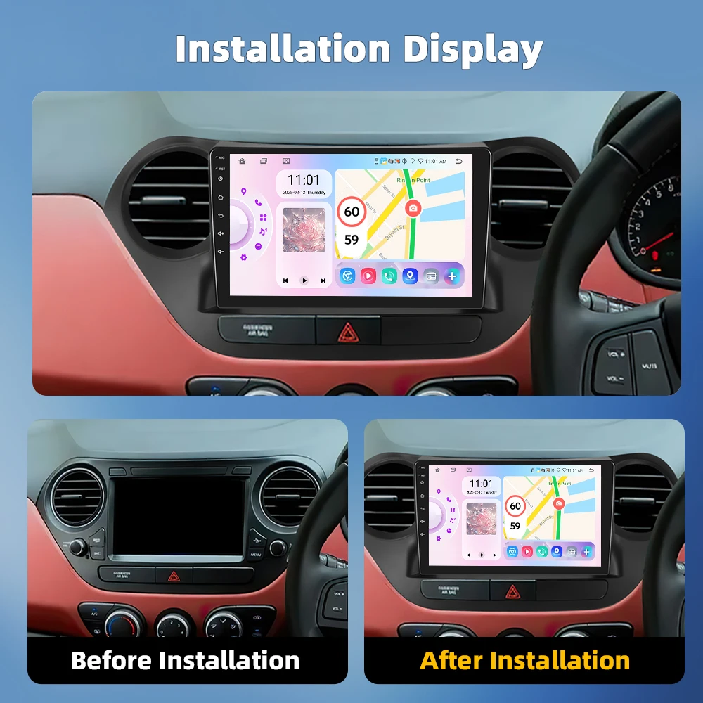 Podofo Android Car Radio For Hyundai I10 2014-2017 Carplay Android Auto Multimedia Player GPS Navigation RDS Head Unit