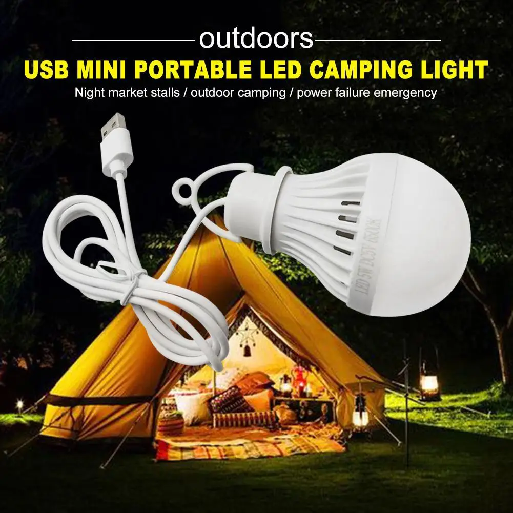 USB Light Bulb LED Camping Light Bulb Portable Emergency Light Cord Tent Light for Tent Emergency Fishing Hiking Garden Barbecue