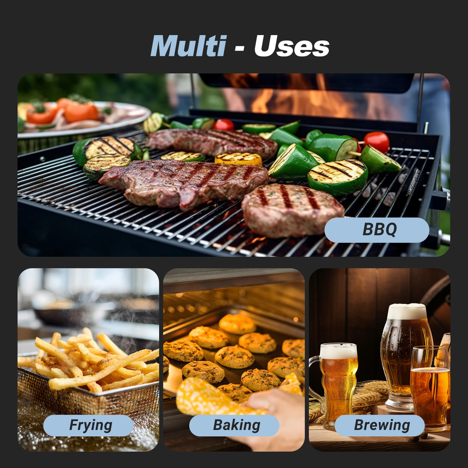 INKBIRD Handheld Meat Thermometer 0.5s Quick Read Digital LCD Screen Cooking Roasting Thermometer for Kitchen,BBQ,Baking,Grill