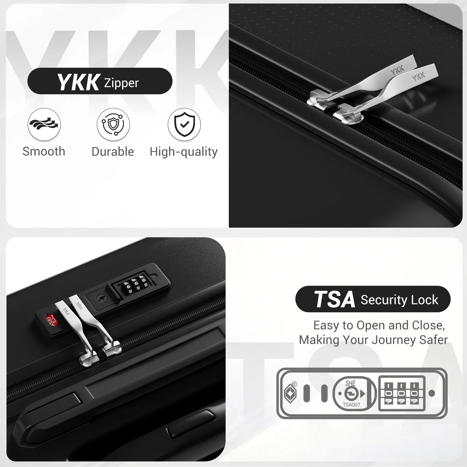 Kono Lightweight ABS+PC Hardshell Carry On Luggage, 4 Dual-Spinner Wheels & TSA Lock, Approved for Ryanair & EasyJet