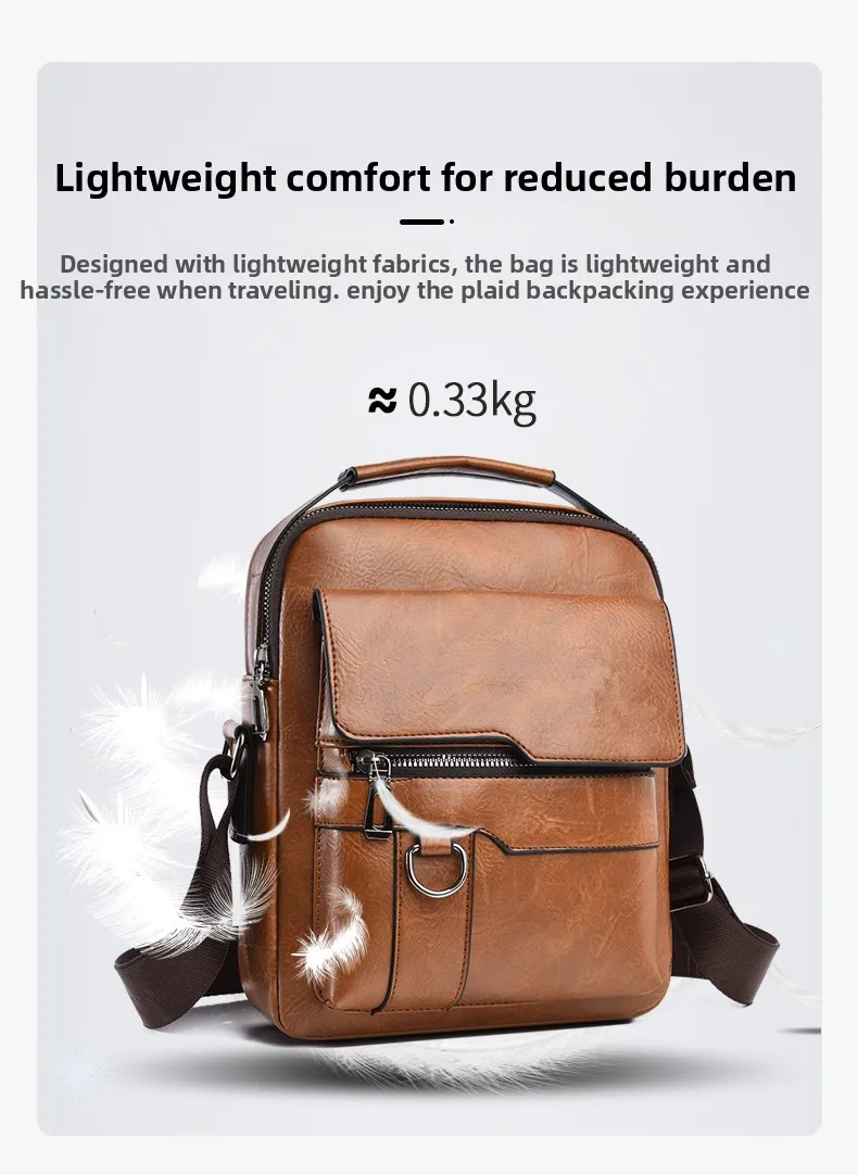 Men's Shoulder Fashionable Suitable for Daily Use Travel Versatile Adjustable Shoulder Straps Pu Material Lightweight and Simple