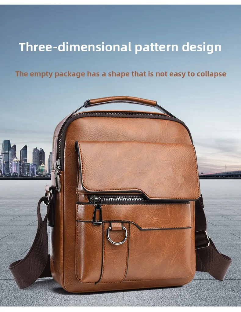 Men's Shoulder Fashionable Suitable for Daily Use Travel Versatile Adjustable Shoulder Straps Pu Material Lightweight and Simple