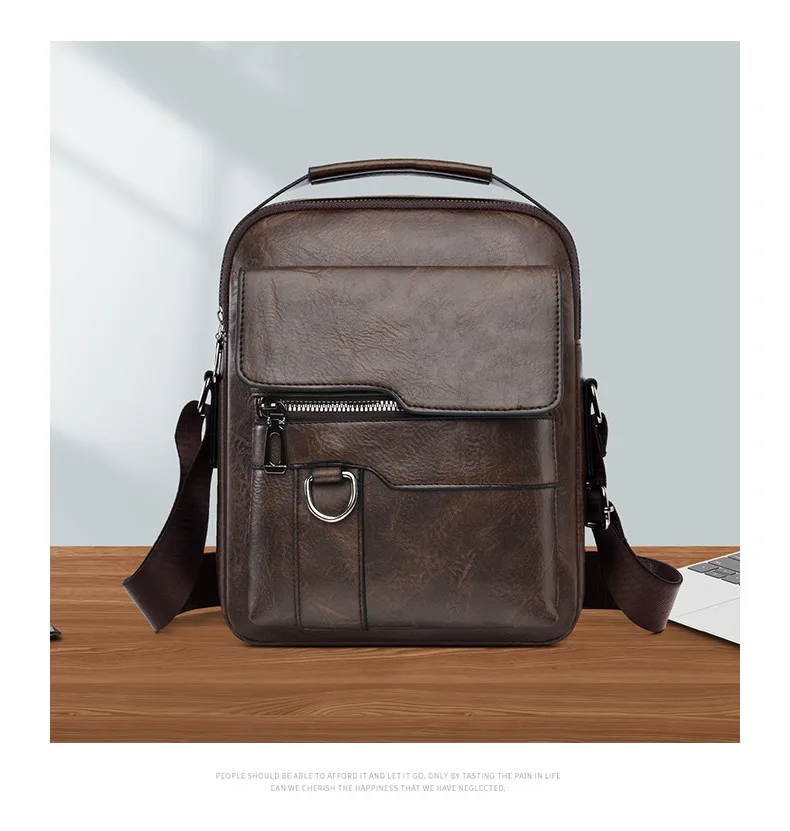 Men's Shoulder Fashionable Suitable for Daily Use Travel Versatile Adjustable Shoulder Straps Pu Material Lightweight and Simple