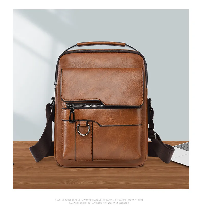 Men's Shoulder Fashionable Suitable for Daily Use Travel Versatile Adjustable Shoulder Straps Pu Material Lightweight and Simple