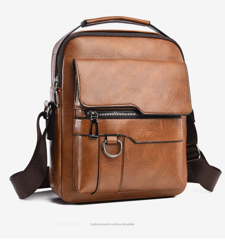 Men's Shoulder Fashionable Suitable for Daily Use Travel Versatile Adjustable Shoulder Straps Pu Material Lightweight and Simple