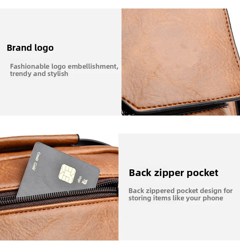Men's Shoulder Fashionable Suitable for Daily Use Travel Versatile Adjustable Shoulder Straps Pu Material Lightweight and Simple