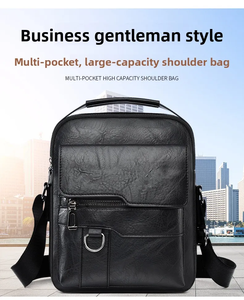 Men's Shoulder Fashionable Suitable for Daily Use Travel Versatile Adjustable Shoulder Straps Pu Material Lightweight and Simple