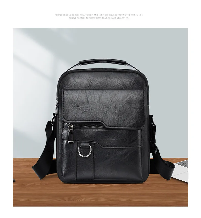 Men's Shoulder Fashionable Suitable for Daily Use Travel Versatile Adjustable Shoulder Straps Pu Material Lightweight and Simple