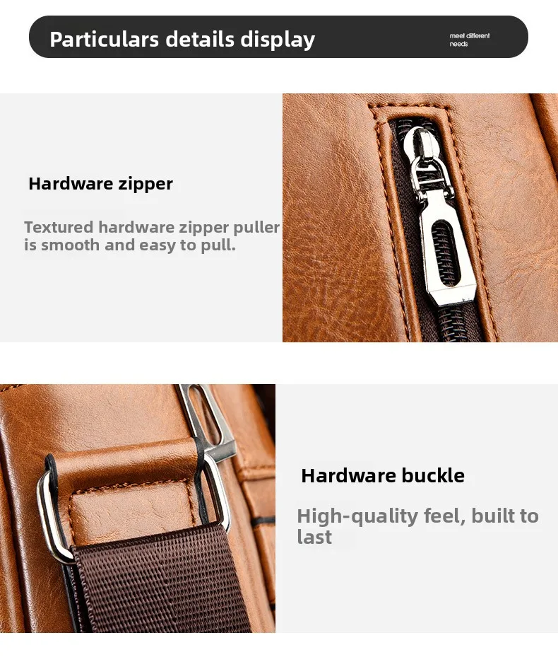 Men's Shoulder Fashionable Suitable for Daily Use Travel Versatile Adjustable Shoulder Straps Pu Material Lightweight and Simple