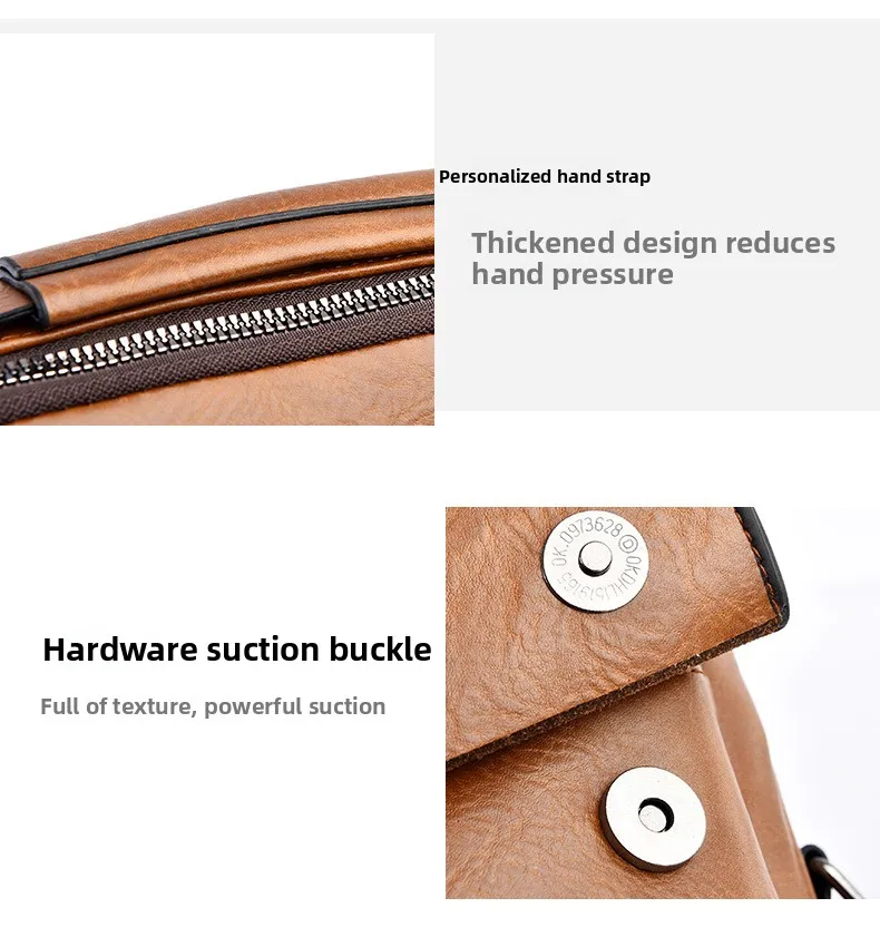Men's Shoulder Fashionable Suitable for Daily Use Travel Versatile Adjustable Shoulder Straps Pu Material Lightweight and Simple