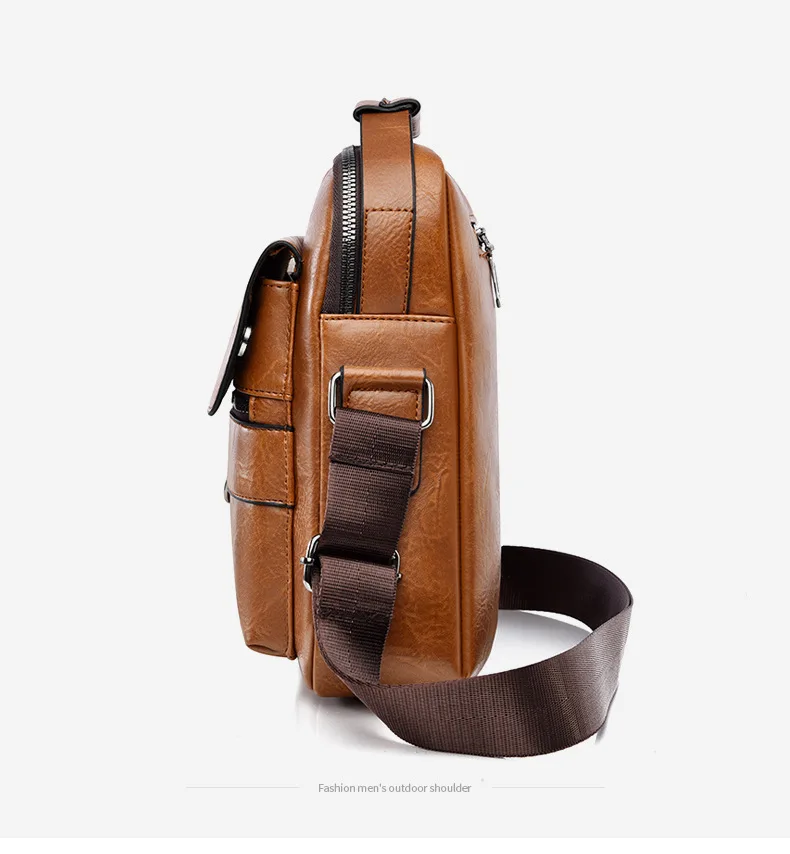 Men's Shoulder Fashionable Suitable for Daily Use Travel Versatile Adjustable Shoulder Straps Pu Material Lightweight and Simple