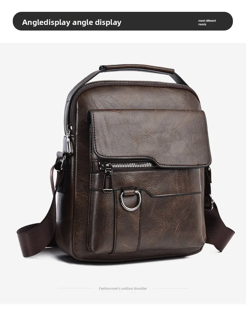 Men's Shoulder Fashionable Suitable for Daily Use Travel Versatile Adjustable Shoulder Straps Pu Material Lightweight and Simple