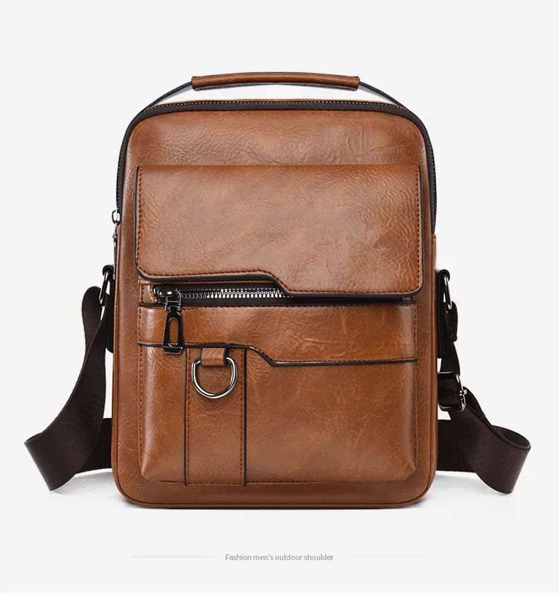 Men's Shoulder Fashionable Suitable for Daily Use Travel Versatile Adjustable Shoulder Straps Pu Material Lightweight and Simple
