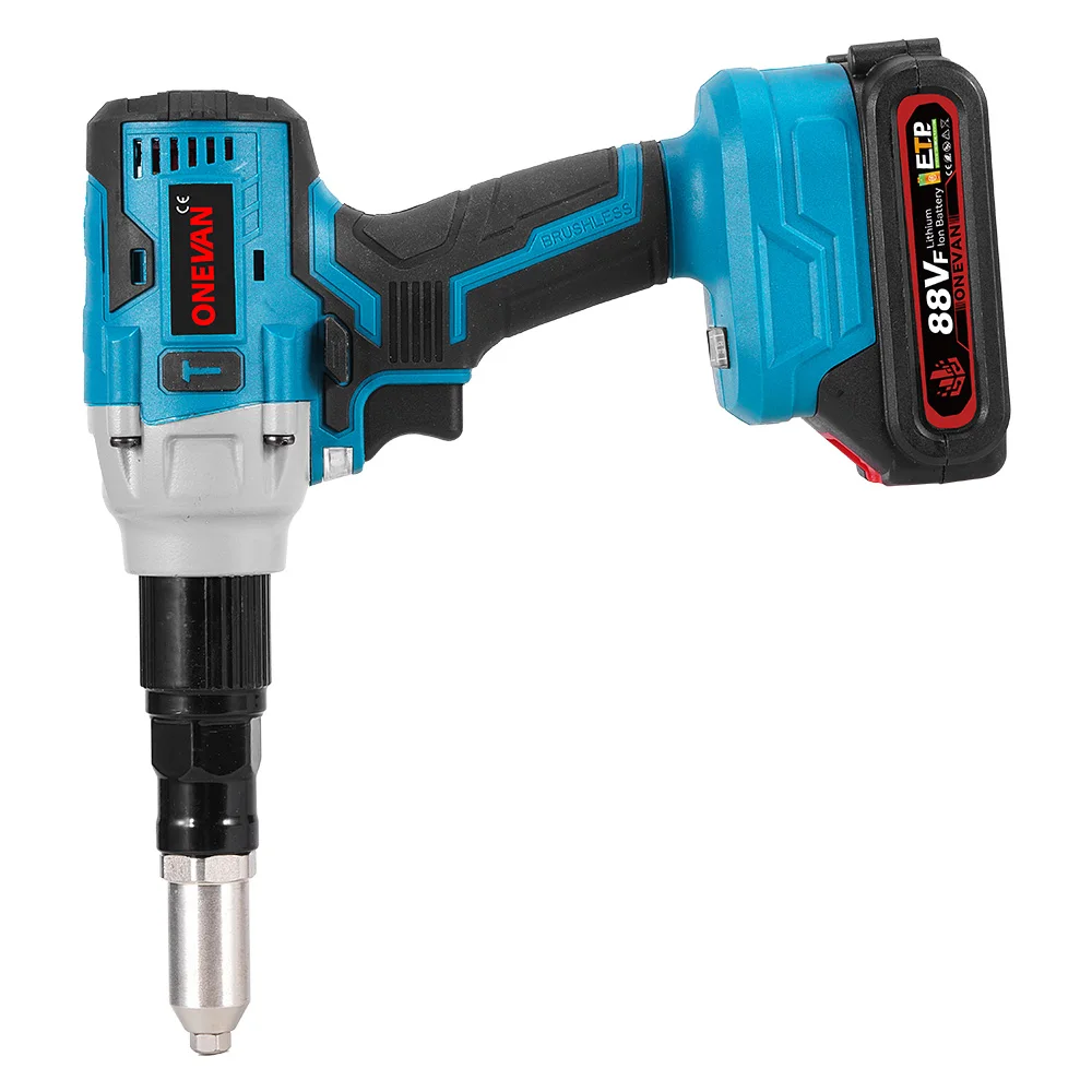 ONEVAN 20000N/25000N Brushless Electric Rivet Gun 2.4~5.0mm Cordless Rivet Nut Gun Drill Power Tool For Makita 18V Battery Pin