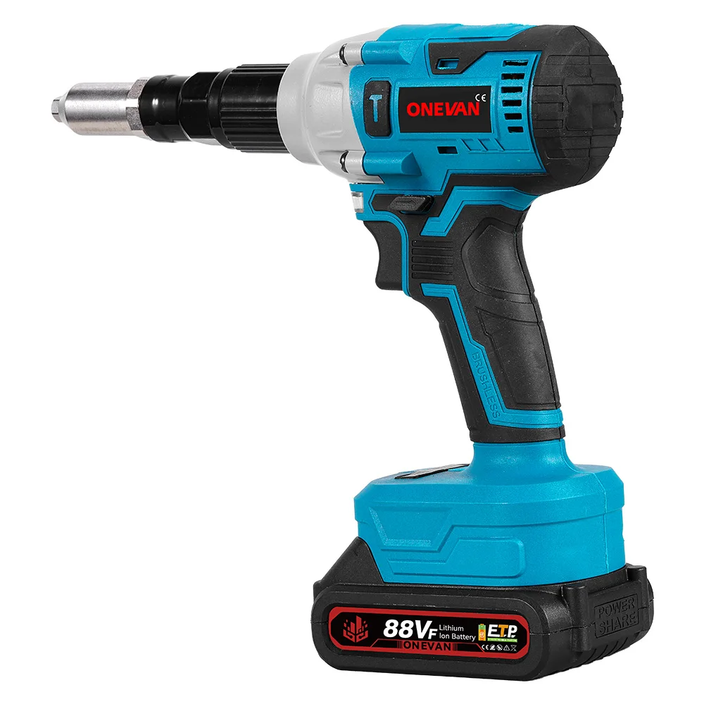 ONEVAN 20000N/25000N Brushless Electric Rivet Gun 2.4~5.0mm Cordless Rivet Nut Gun Drill Power Tool For Makita 18V Battery Pin