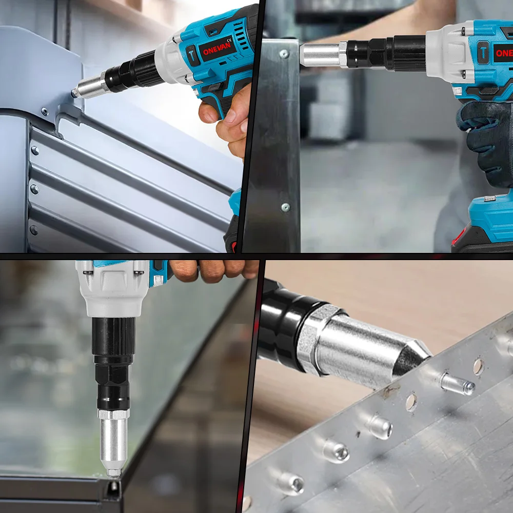 ONEVAN 20000N/25000N Brushless Electric Rivet Gun 2.4~5.0mm Cordless Rivet Nut Gun Drill Power Tool For Makita 18V Battery Pin