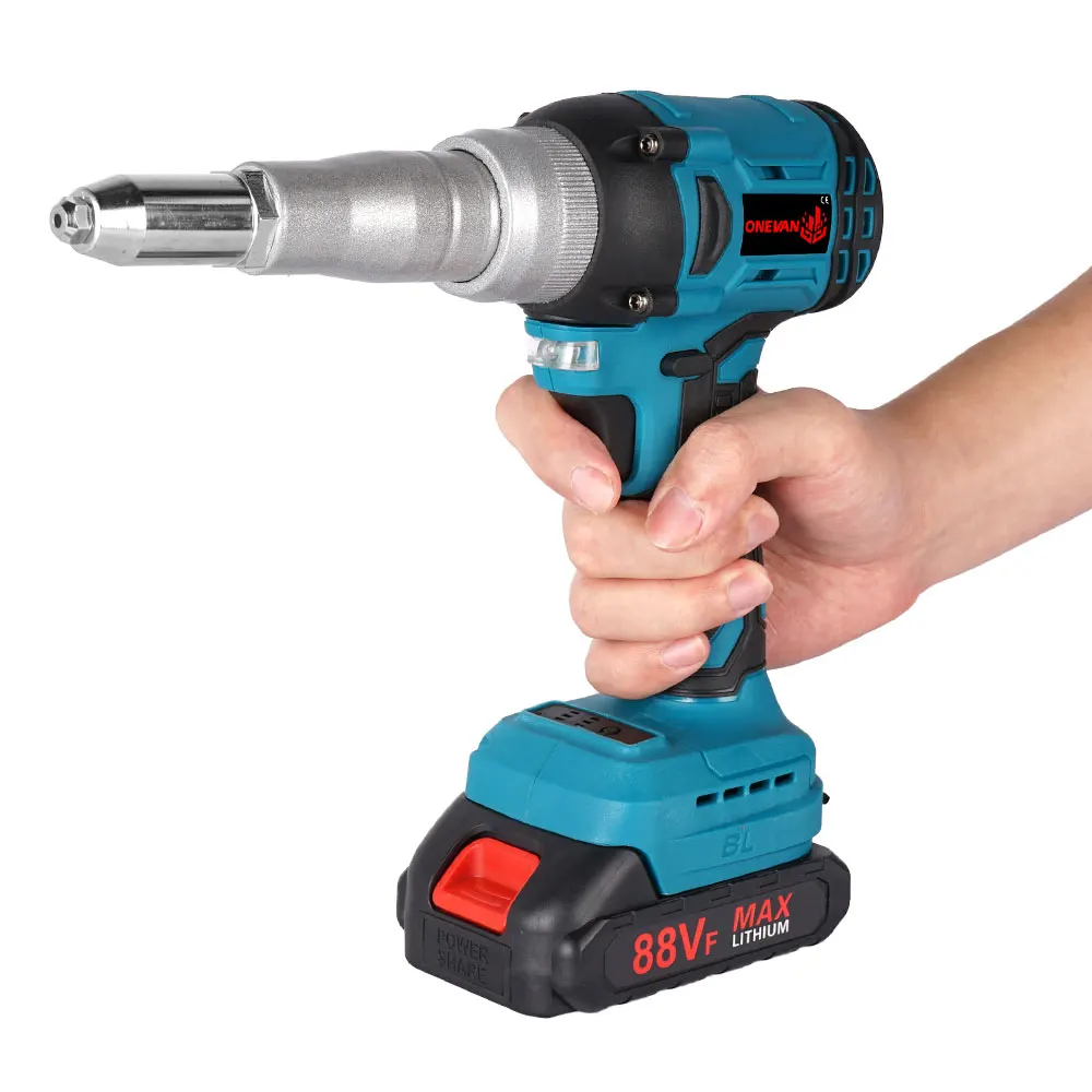 ONEVAN 20000N/25000N Brushless Electric Rivet Gun 2.4~5.0mm Cordless Rivet Nut Gun Drill Power Tool For Makita 18V Battery Pin